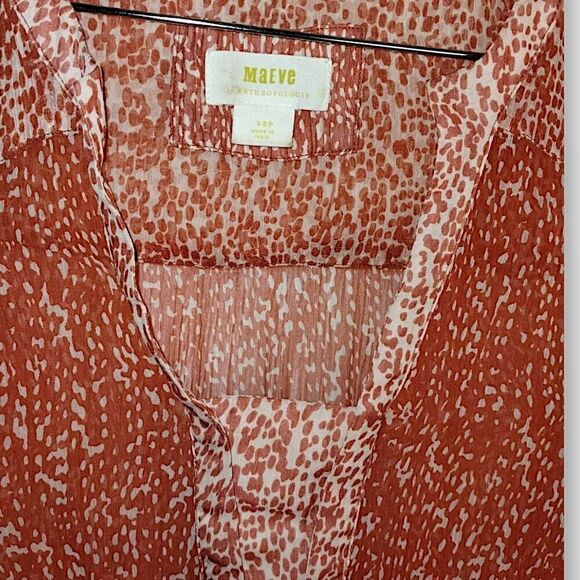 MAEVE Womens Dress Sz XS Semi Sheer‎ Orange Short Sleeve Beachy Swiftie Adrian - Picture 7 of 11